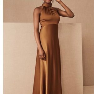 BHLDN Rust Halter Style Bridesmaid Dress